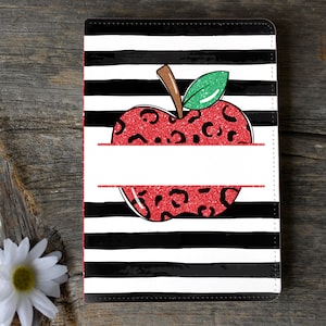 Journal Sublimation Design Template Teacher Design School Digital Download PNG Inst DIGITAL Teacher Notebook Striped Apple Monogram