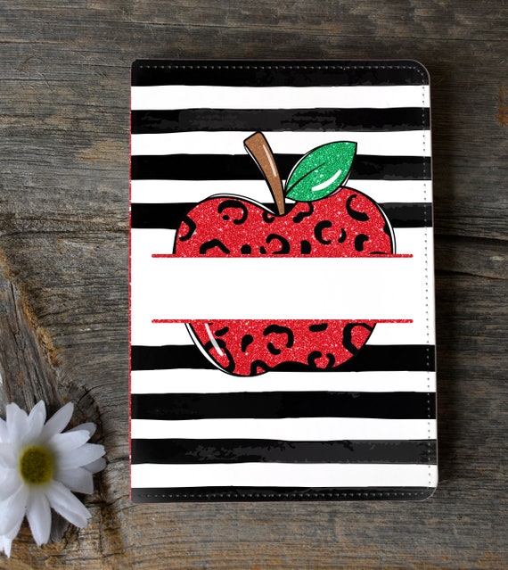 Journal Sublimation Design Template Teacher Design School Digital Download PNG Inst DIGITAL Teacher Notebook Striped Apple Monogram