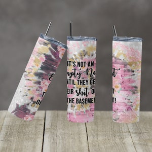 20 oz Skinny Tumbler TieDye Tie Dye Glitter Wood Pink Floral Empty Nest Quote Sublimation Design Digital Download PNG Instant DIGITAL ONLY
