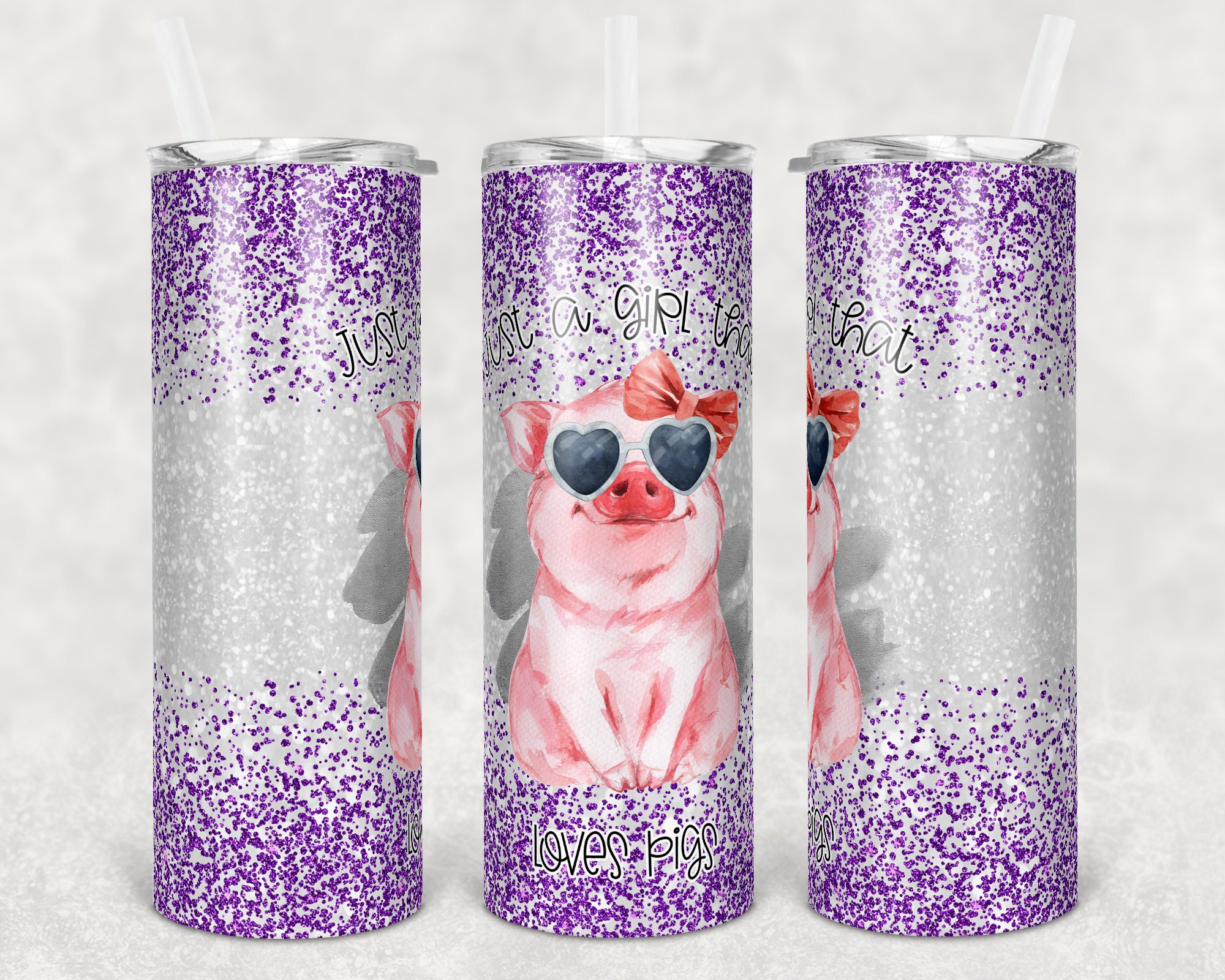 20 oz Skinny Tumbler Sublimation Glitter Just a Girl who Loves Etsy