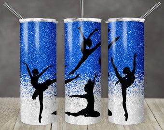 20 oz Skinny Tumbler Hellblau Glitzer Tanz Tanz tanzen Tanzen Sublimation Design Digital Download PNG Gerade Sofort DIGITAL ONLY