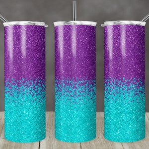20 oz Skinny Tumbler Sublimation Design Template Glitter Ombre Blue and Purple Straight Design Digital Download PNG tumblers Tamara