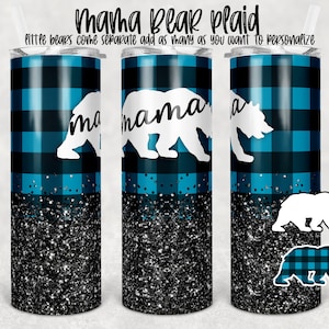 20 oz Skinny Tumbler Sublimation Design Template Mama Bear Add your own Bears Glitter Digital Download PNG Instant DIGITAL ONLY Mothers Day