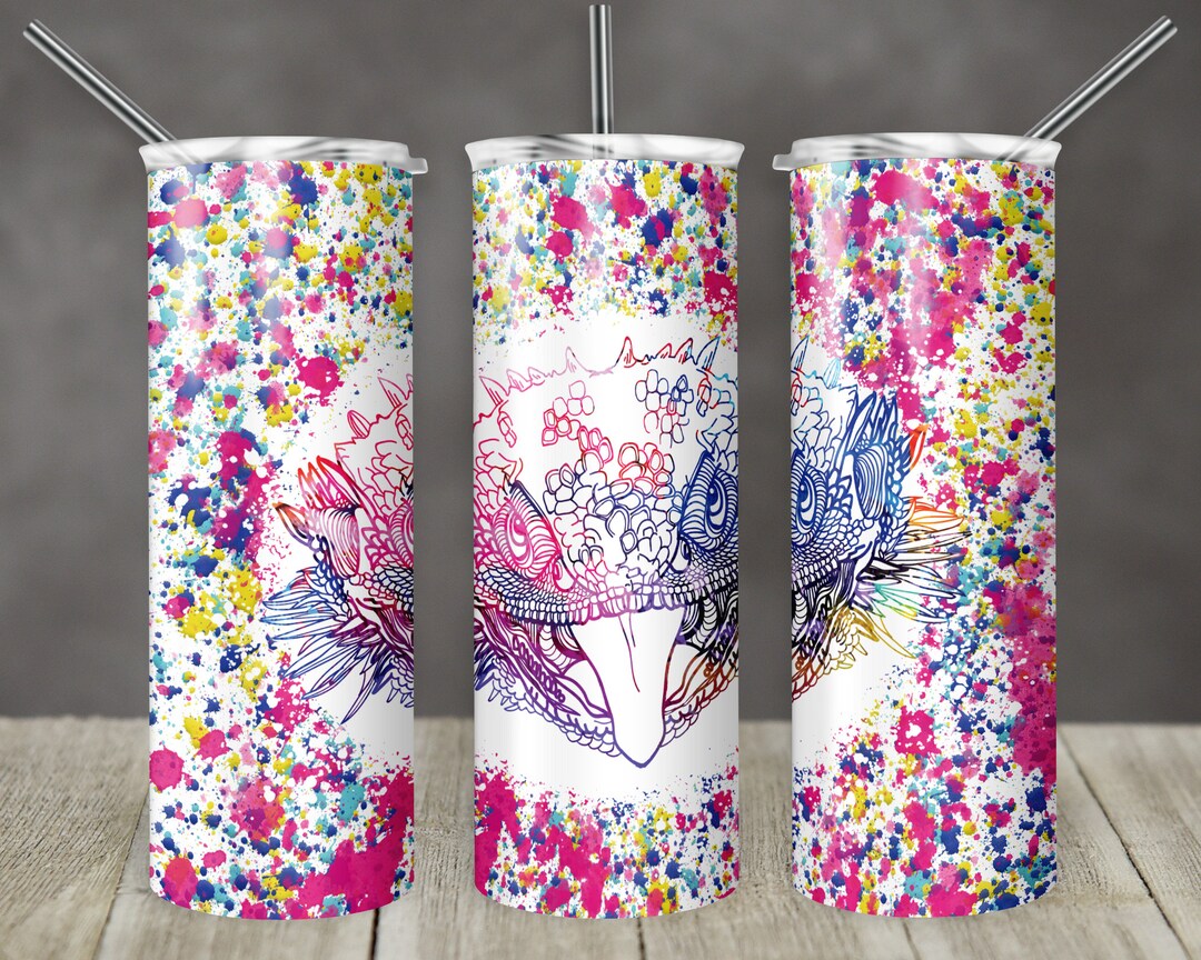20 Oz Skinny Tumbler Sublimation Design Template White Pink Colorful ...