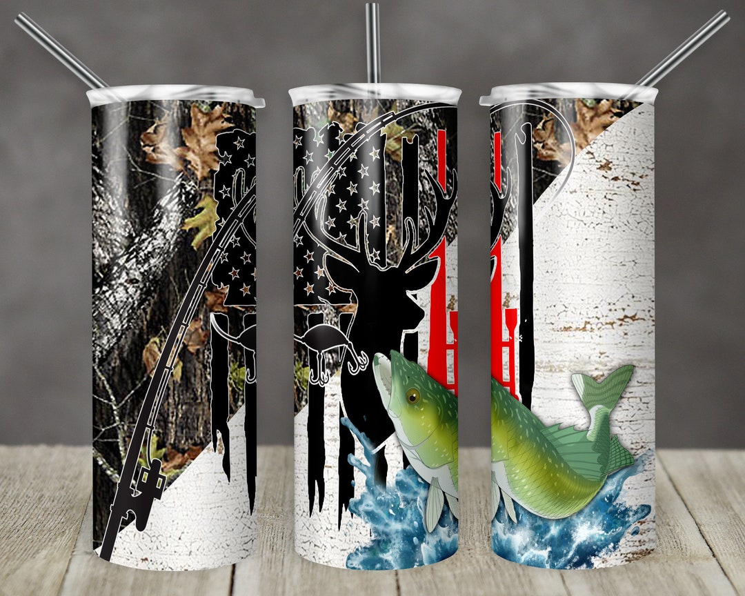 20 Oz Skinny Tumbler Sublimation Design Template Walleye Deer Hunting ...