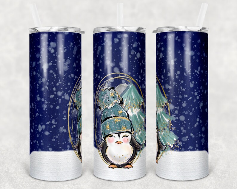 Download 20 oz Skinny Tumbler Sublimation SEAMLESS Winter Penguin ...