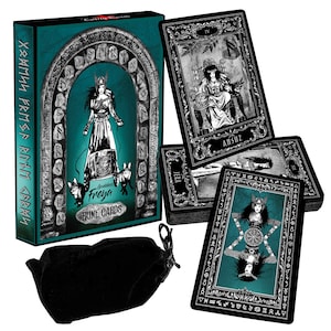 Ensemble cadeau pierres runiques, runes en or, jeu de runes, déesse nordique, cartes runes, runes viking, runes nordiques, ensemble de runes, ensemble futhark ancien, ensemble de tarot