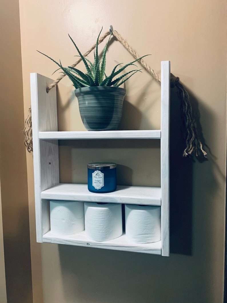 bathroom storage hanging rope shelf Bathroom shelf