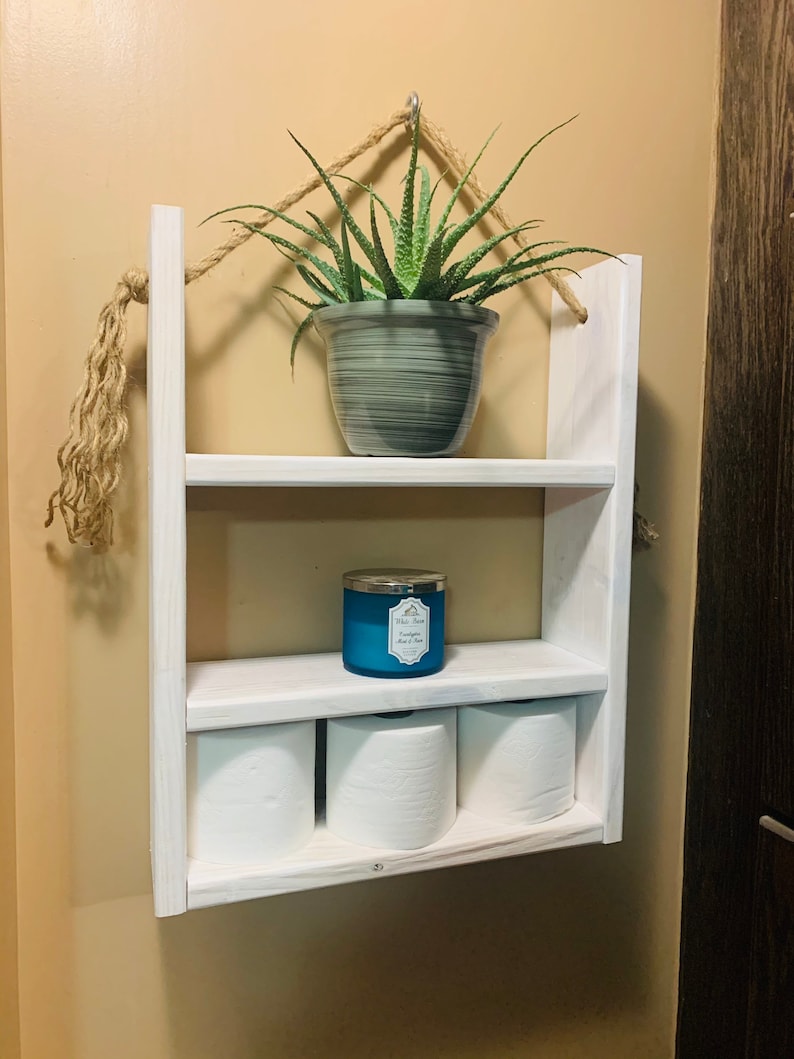 bathroom storage hanging rope shelf Bathroom shelf