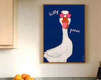 Dummer Gans Druck, Süße Gans Poster, Tier, A4 A3, UNGERAHMT, Kinderzimmer Illustration, Lustige Gänse Illustration, Handgezeichnete Gans Druck, Lustig, Kinderzimmer Dekor,
