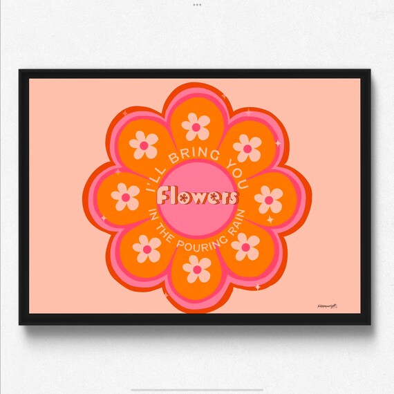 Ill Bring You Flowers in the Pouring Rain Print Disco Etsy