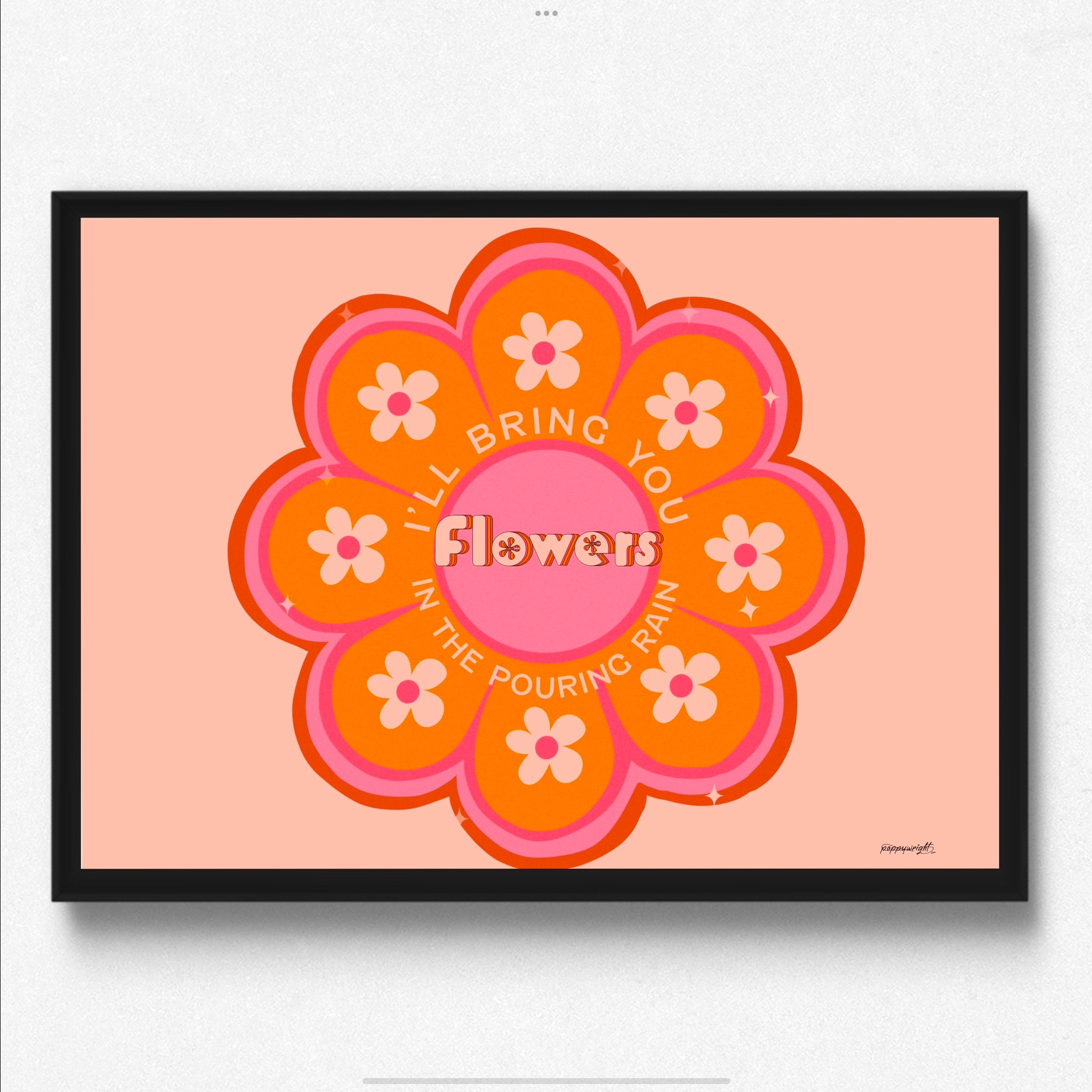 Ill Bring You Flowers in the Pouring Rain Print Disco Retro Print Retro