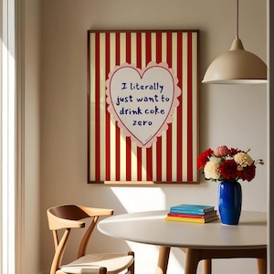 Coke Zero Print, I Literally Just Want To Drink Coke Zero, Cottage Core, Retro Wall Art, Y2K Room Decor, A5 A4 A3 A2 A1, UNFRAMED