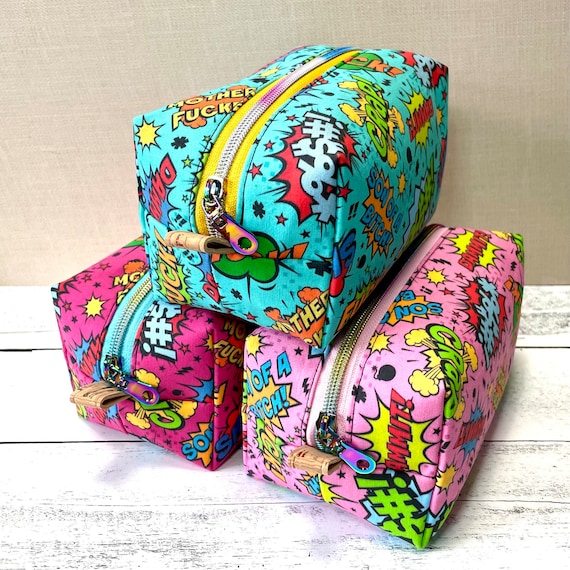 Boxy Bag Dopp Kit Zipper Bag Makeup Pouch Cosmetic Bag Toiletry Bag Travel Bag Organizer Bag comic Sweary Etsy