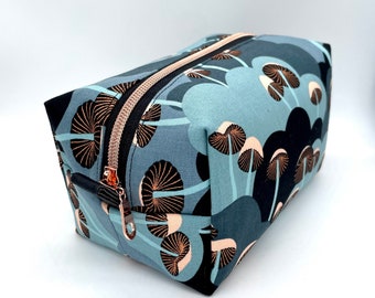 Boxy Bag | Dopp Kit | Zipper Bag | Makeup Pouch | Cosmetic Bag | Toiletry Bag | Travel Bag | Organizer Bag (Metallic Mushrooms)