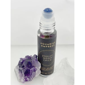 Aquarius Empress Astrology Oil Roller - Zodiac - Aromatherapy - Herbs - Lemon, Bergamot, Grapefruit - Spiritual - Lapis Lazuli - Kallaite