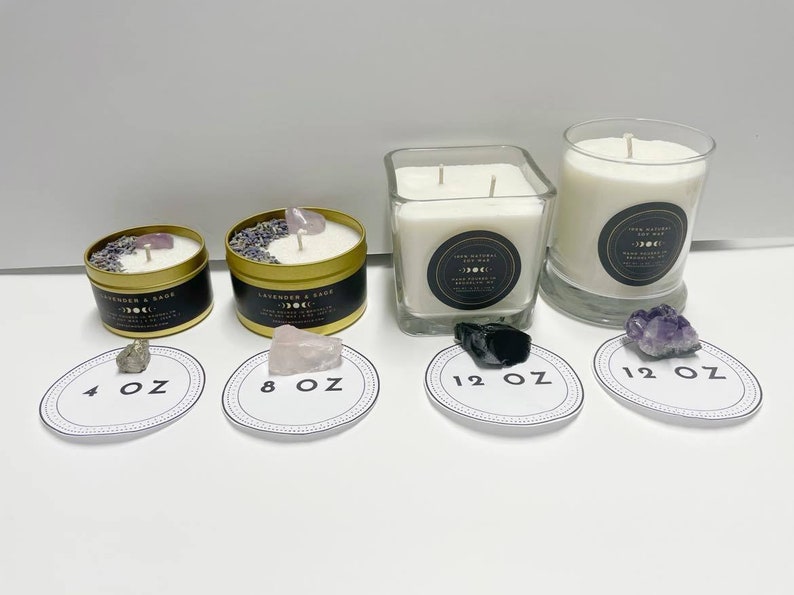 Crystal /& Herb Candle \u2013 100/% Natural Soy Wax Virgo \u2013 Mint and Eucalyptus Crystal Candle Spiritual Crystal Candle Collection Zen Astro