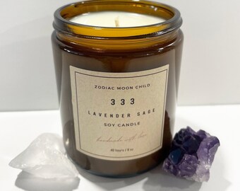 Angel Number 333 Soy Candle: Amber Scent, Spiritual Gift