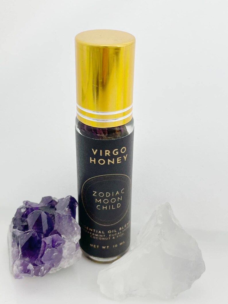 Virgo Honey Astrology Oil Roller Zodiac Aromatherapy Herbs Peppermint, Eucalyptus, Coconut Spiritual Tigers Eye Energy Zen image 2