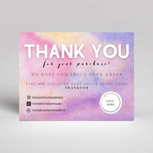 Danke für Ihre Bestellung Einlegekarte / Kundendanke / Tie Dye Business Einlegekarte Vorlage / EDITIERBARE / Printable / Canva