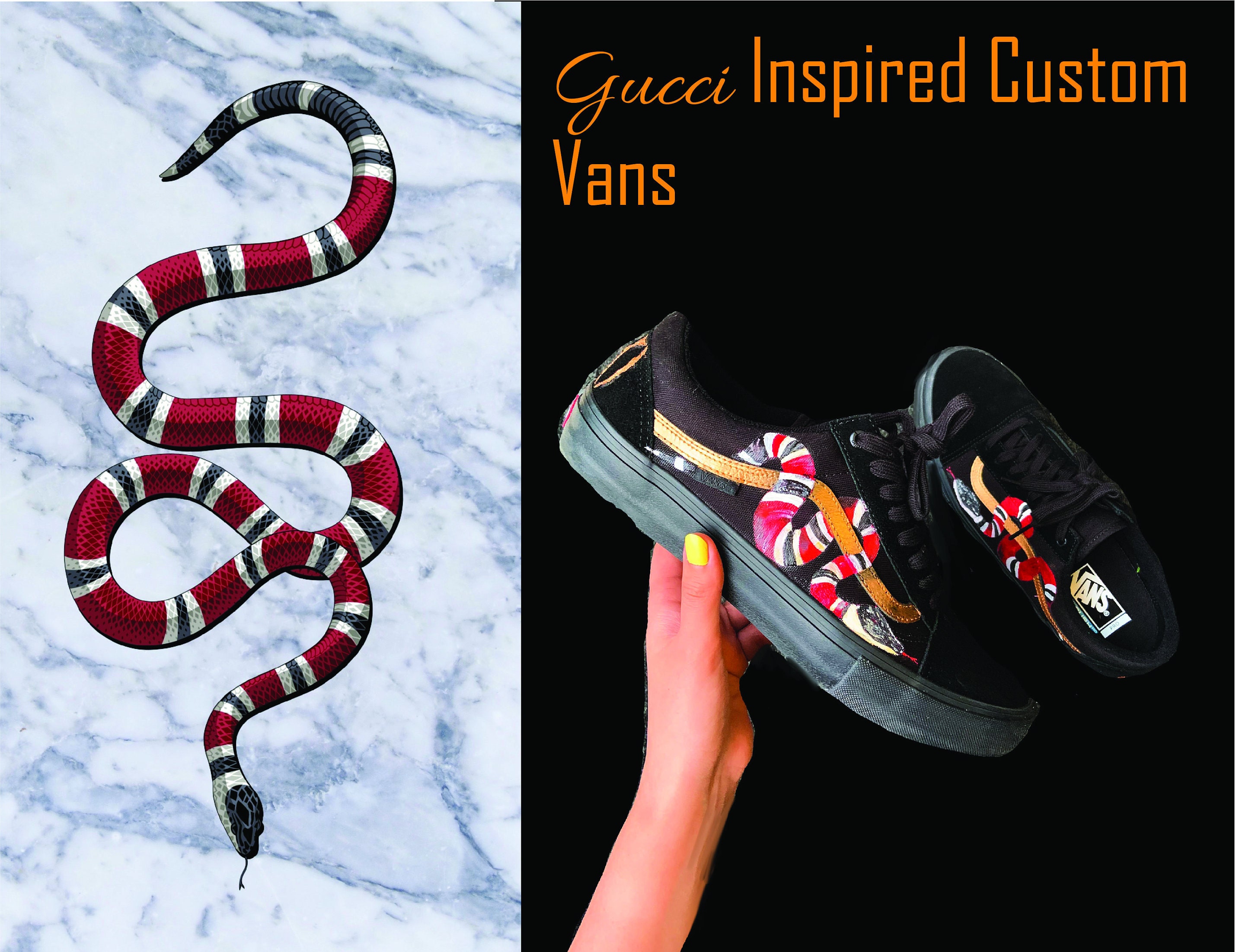 Vans Old Skool Snake Gucci inspired custom 