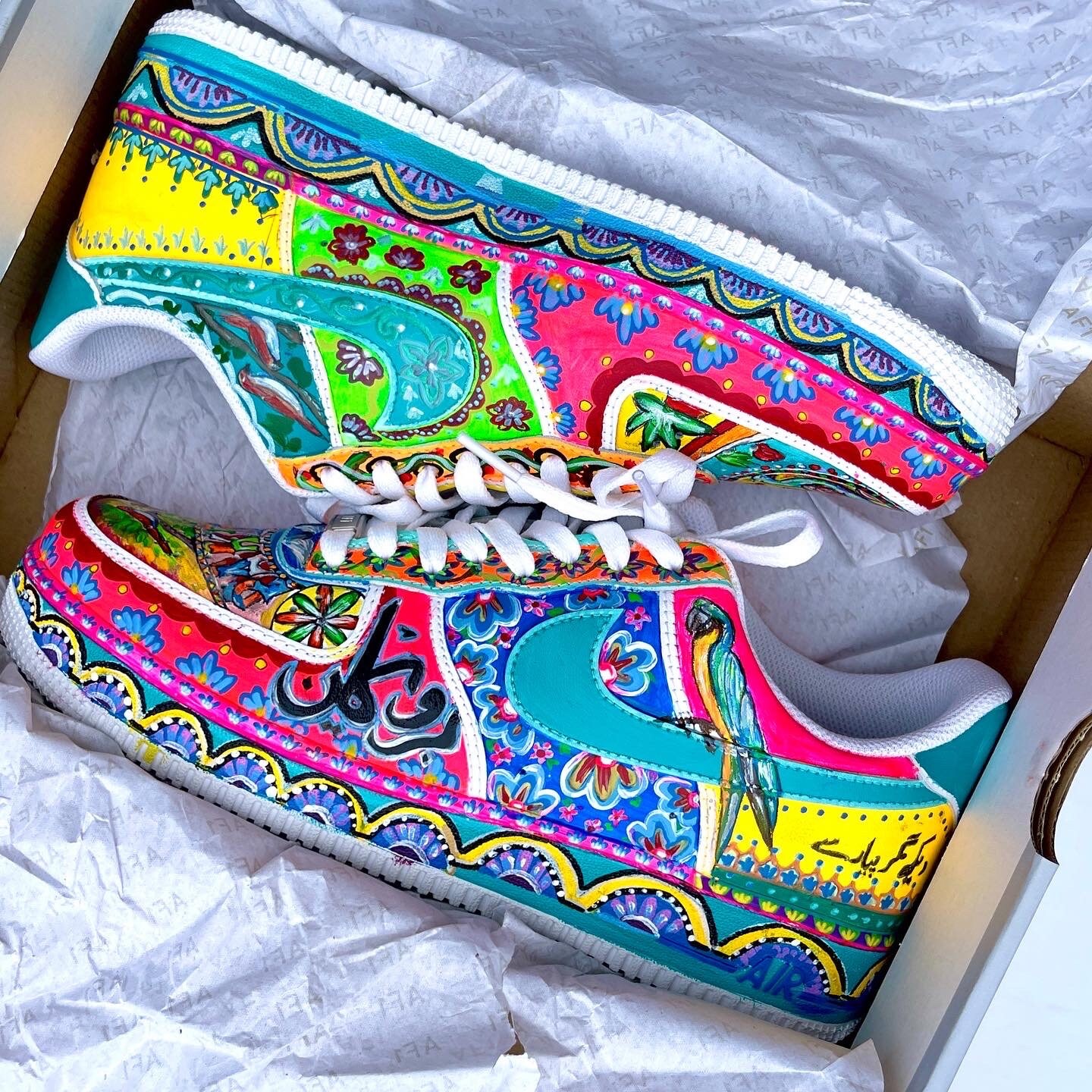 Pakistan Truck Art, Nike AF1, Custom AF1, Custom Shoes, Hand Painted