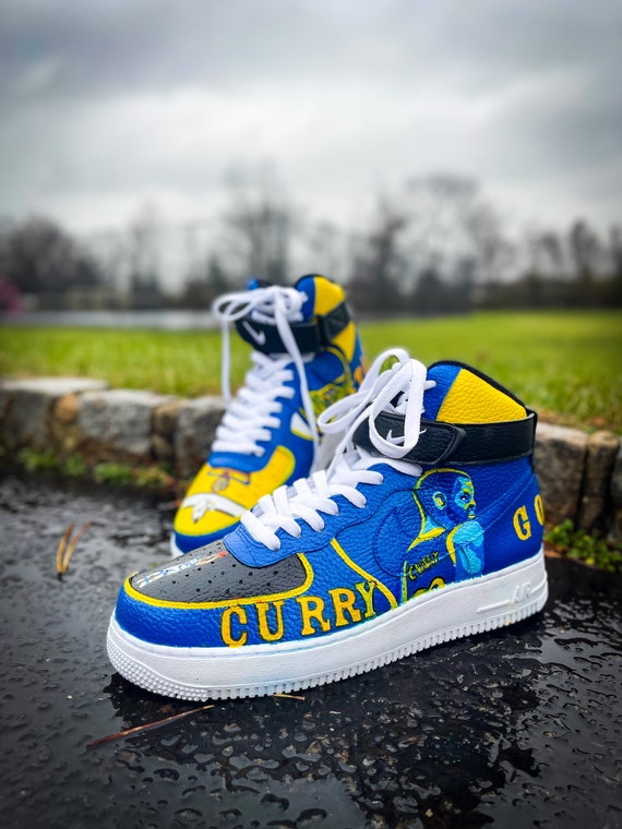 Golden State Warrior Custom AF1 Custom Shoes Hand Painted Shoes Steph Curry Sneaker Gift Ideas Neon Custom Sneakers Etsy Ireland