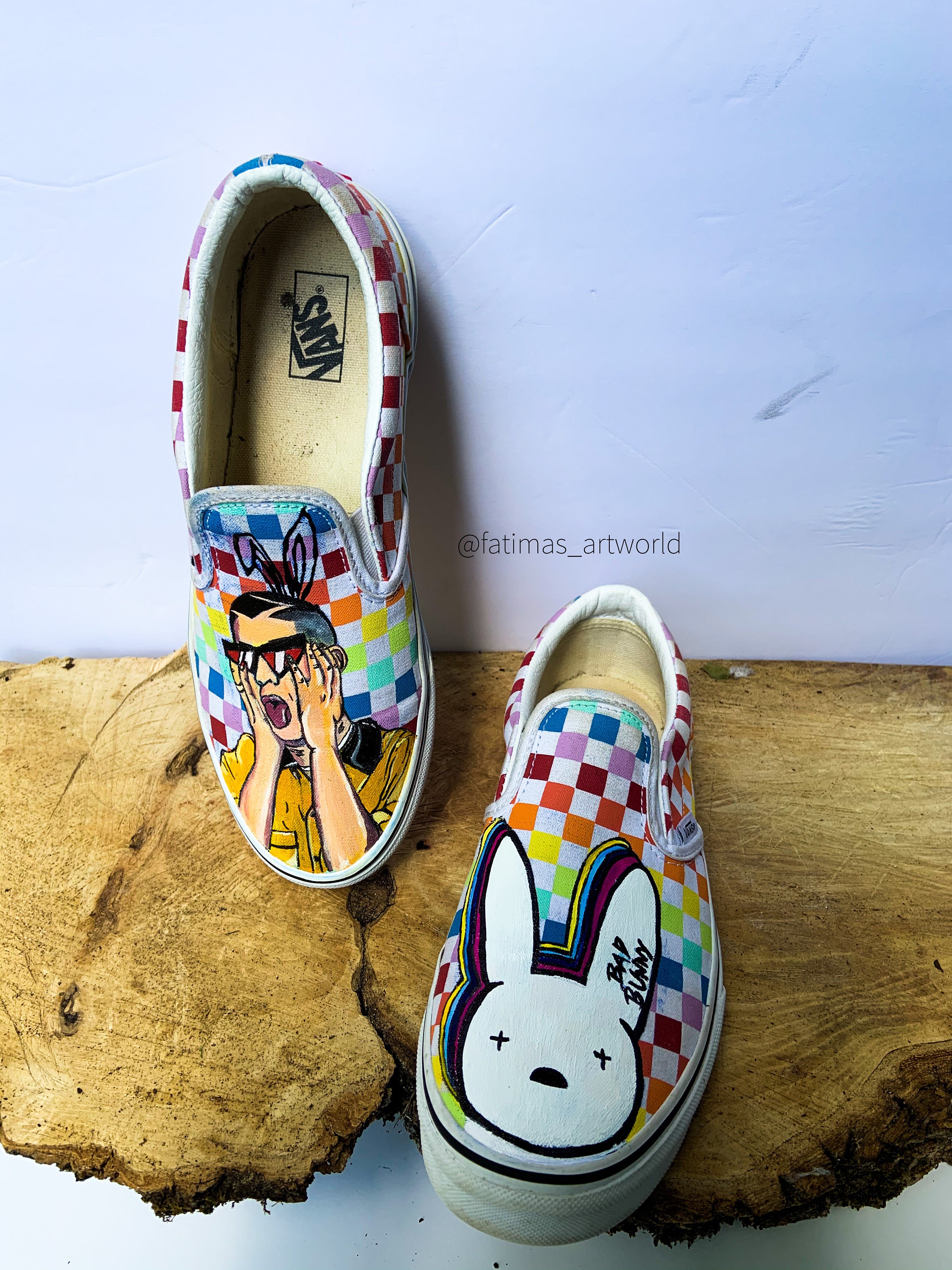 Bad Bunny Custom Unisex Vans Hand Painted Custom Shoe Design Etsy