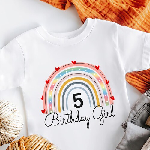 5th Birthday Shirts for Girls 5 Year Old Shirt Girl Five Etsy