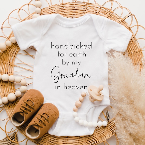 Handpicked For Earth By My Grandma in Heaven Onesie® - Memorial Baby Onesie® - Handpicked By My Grandma Onesie® - Baby Shower Gift