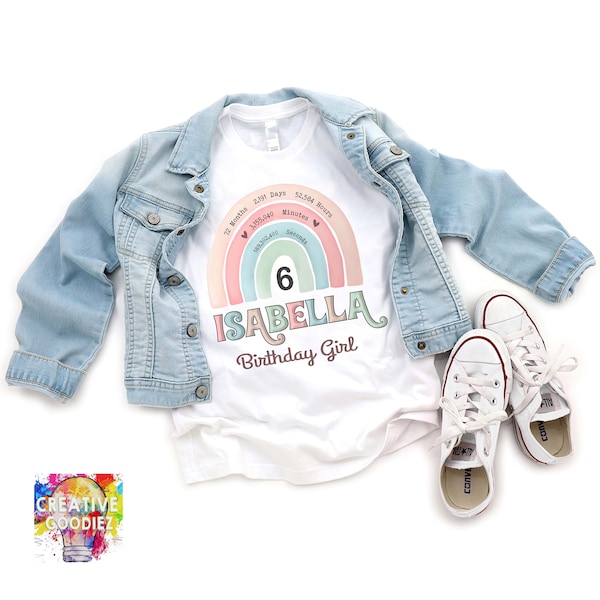 6th Birthday Shirt, Girl, 6th Birthday TShirts, Six Year Old Birthday Girl Shirt, 6 Year old Birthday, Birthday Countdown, Gift