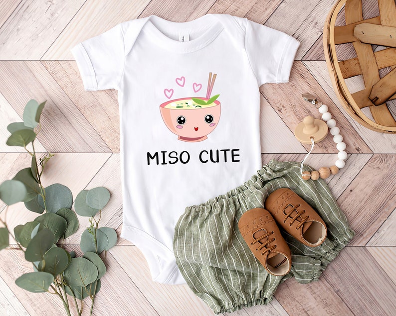 Miso Cute Onesie® Pink Girl , Baby Shower Gift, Baby Boy Clothes, Funny Onesie®, Sushi Onesie®, Cute Baby Onesie®, Baby Onesie® Girl image 1