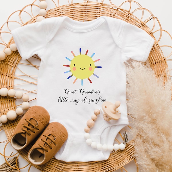 Great Grandma Baby Onesie®- Great Grandma's Little Ray of Sunshine Onesie® - Cute Great Grandma Bodysuit