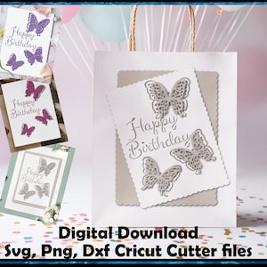 Happy Birthday svg butterfly greeting card 3D/pop up butterfly bundle Papercut Cutting File digital download Cricut Cutter Silhouette & more