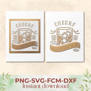 Birthday Greeting Alcohol-Themed Card Cricut Cutter Silhouette ScanNcut CNC Easy-to-Cut Card Template beginners Celebration Whiskey Glass