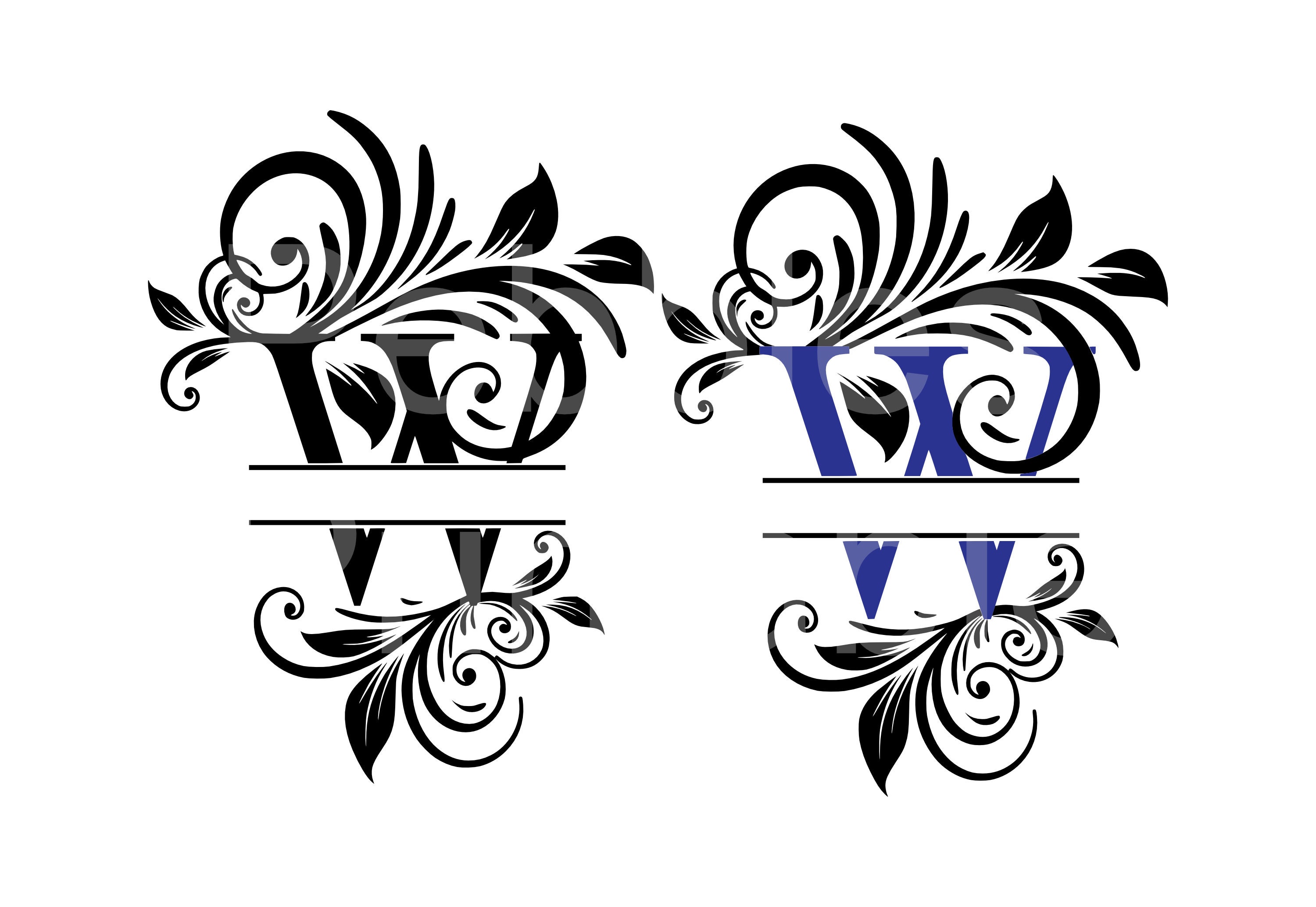 Split Letter W for SVG DXF fcm Cut File for cricut | Etsy