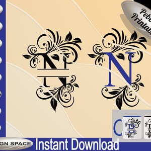 Split Letter N for SVG DXF, fcm, Cut File for cricut, Silhouette, 1 Individual  Cut Files plus two colour Monogram font split