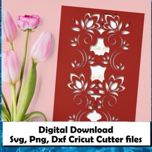 Invitation Svg Flower template Flower happy Birthday card, flowers wedding Invitation for Cricut laser cut papercut Silhouette(svg dxf png)