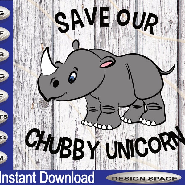 Save our unicorn, Rhino svg, fcm, cut file SVG, DXF, PNG image for vinyl, stickers, laser cut, Cricut, Silhouette.