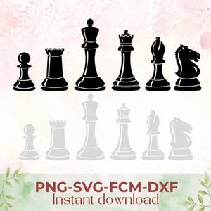 Chess SVG Cut File King Queen Knight Rook and Pawn Silhouette Cricut cnc DIY Chess Lover Gift Crafts Themed Project SVG for Chess Enthusiast