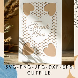 Thank You Card Svg Lace Hearts  Bundle for Cricut ScanNcut and Laser Cutters - Includes Svg Pdf Fcm Dxf Eps, Png