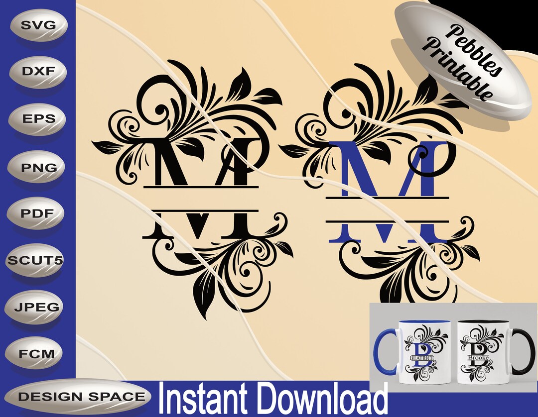 Split Letter M for SVG, DXF, fcm, Cut File for cricut, Silhouette, 1 ...
