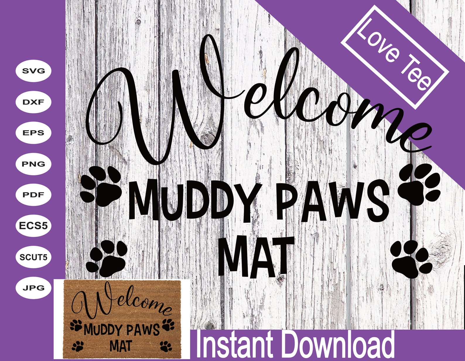 Muddy Paws Mat Front Door Mat Door Mat Cut File Etsy UK