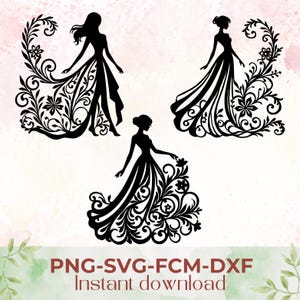 Mesdames silhouettes fichier SVG élégant Cricut et Silhouette Sublimation design coussins sac fabrication carte faire-part de mariage artisanat déco maison