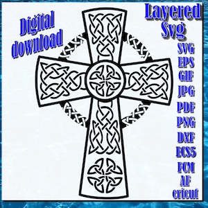 Celtic Cross svg cross Cuttable Layered SVG file for vinyl stickers laser cut Cricut Silhouette
