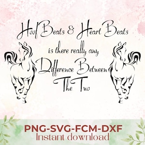 Paard SVG sublimatie bundel paardensport citaat Hoof Beats and Heart Beats Horse Lover bestanden Cricut silhouet png dxf fcm ideaal voor beginners