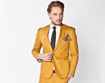 mustard suit jacket