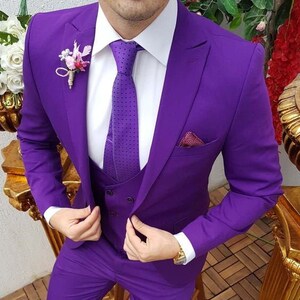 Men Suit 3 Piece Wedding Groom Purple Formal Fashion Designer - Etsy