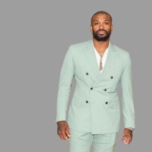 Mint green double breasted suit discount