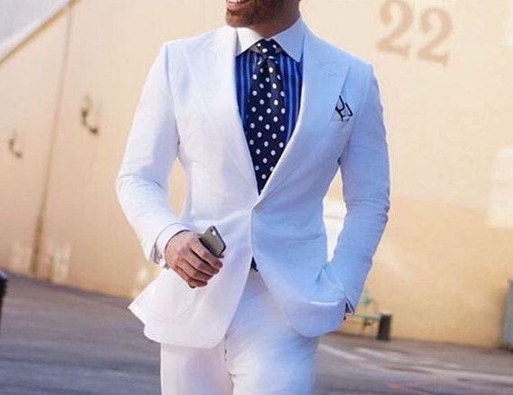 Abiti da uomo Abito bianco Abiti da 2 pezzi Sposo da sposa | Etsy Italia